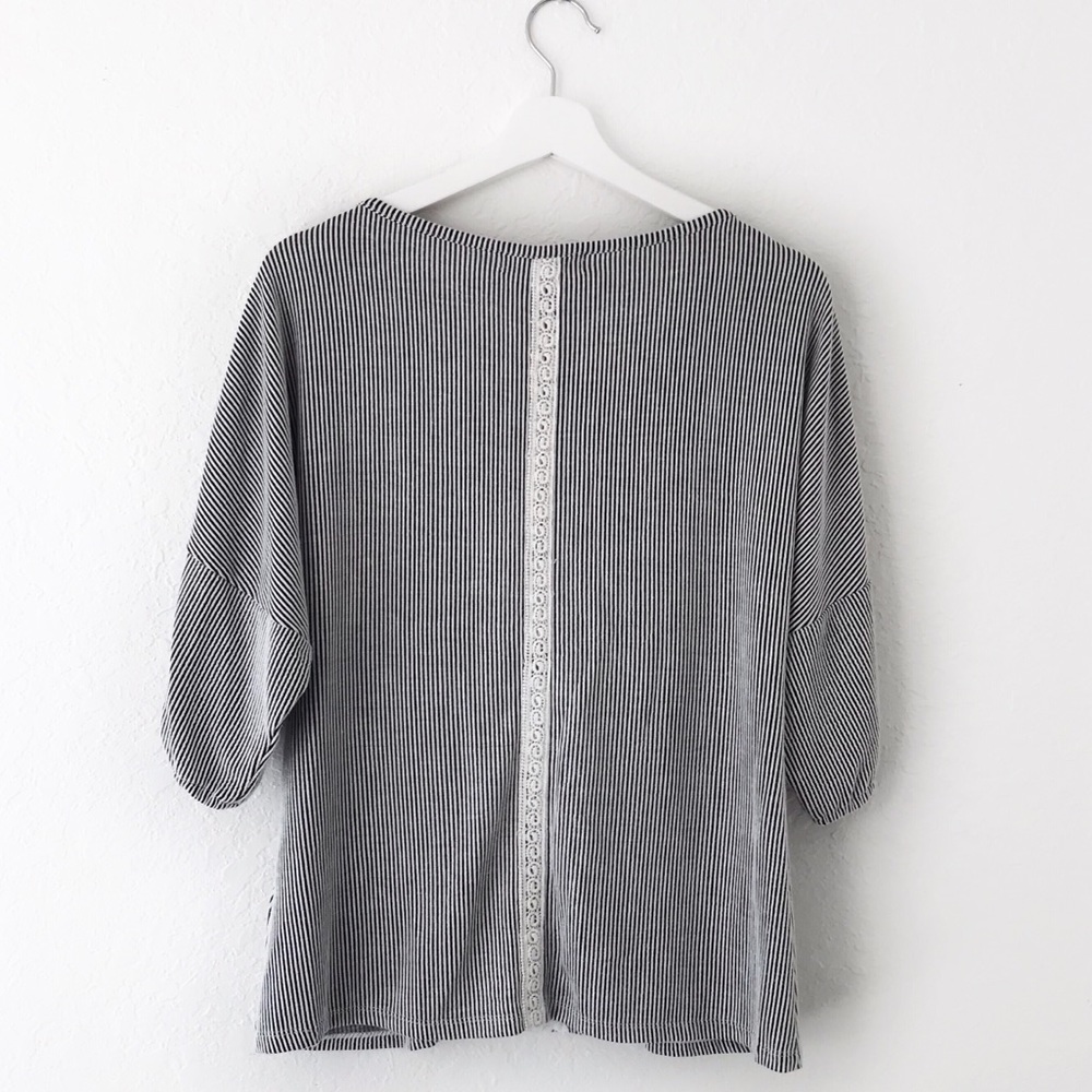 Anthro Twig & Perch Lace Pathways Striped Top - Picture 4 of 7